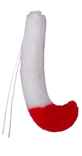 トクとユウ Fuchs Kunstpelz Schwanz Cosplay Tier Kostüm Zubehör Halloween Weihnachten Party Kostüm Zubehör (Weiß Rot) von トクとユウ