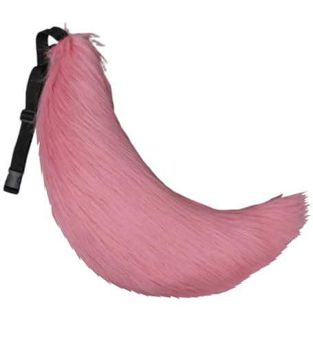 トクとユウ Fuchs Wolf Kunstfellschwanz Plüsch Tier Schwanz Cosplay Tier Zubehör Halloween Party Kostüm Zubehör 70 cm (Rosa) von トクとユウ