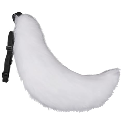 トクとユウ Fuchs Wolf Kunstpelz Schwanz Plüsch Tier Schwanz Cosplay Tier Zubehör Halloween Party Kostüm Zubehör 70 cm (weiß) von トクとユウ