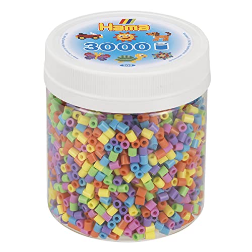 Hama Perlen 209-50 - Bügelperlen Dose mit ca. 3000 Midi Bastelperlen mit Durchmesser 5 mm, in Pastell Mix, kreativer Bastelspaß für Groß und Klein von Hama Perlen