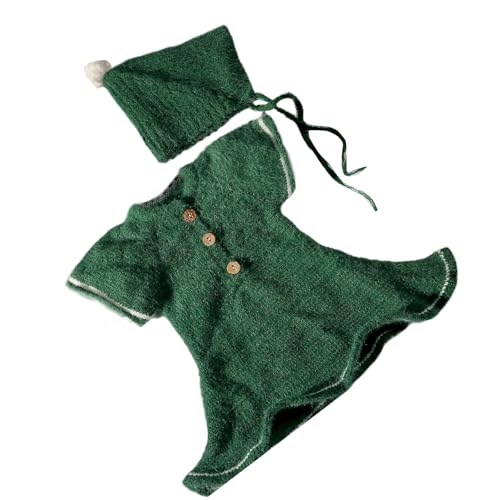 Handgefertigtes gehäkeltes Weihnachtsmann-Kostüm für Neugeborene, Baby-Strick-Strampler & Mütze, Set für Weihnachtsfoto-Requisiten von スイムリー