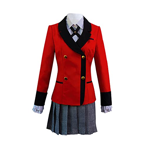 Kakegurui Momobami Kirari Cosplay Kostüm/Damen Jabami Yumeko Cosplay Kostüm Schuluniform Set (Medium, Rot) von 通用