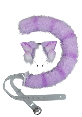 トクとユウ Muti-Color Cute Cat Ears and Tail Set Halloween Party Costume Party Props Cosplay Animal Accessories (Lila) von トクとユウ