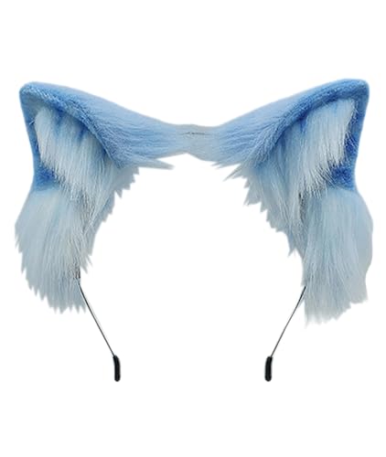 トクとユウ Niedliche Katzenohren und Schwanz Lolita Kopfbedeckung Halloween Party Kostüm Party Requisiten Cosplay Tier Zubehör (blaues Ohr) von トクとユウ