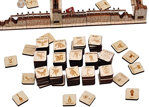 Tischspiel-Spielsteine aus Holz, lasergeschnitten, Fantasie-RPG, Held und Monster, 110 Stück, mehrfarbig von 通用