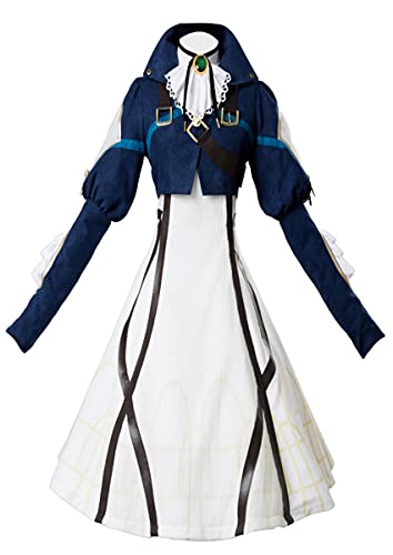 通用 Violet Evergarden Cosplay Kostüm Full Set Uniformen Lolita-Prinzessin Kleid Outfit Anime Halloween (Small, Marineblau) von 通用
