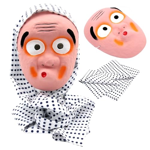 エクスペリエンスデザイン XP Design Hyottoko und Okame Masken aus Pappmaché (Hyottoko und Okame + Mame-shibori-Set) (Hyottoko + Mame-shibori (gepunktetes Handtuch)) von エクスペリエンスデザイン