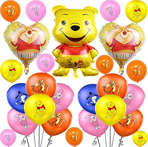 Geburtstagdeko Winnie The Pooh 15 Stück Luftballons Winnie The Pooh Geburtstagsfeier Folienballons Kindergeburtstag für Kinder Thema Geburtstag Deko Set von 000