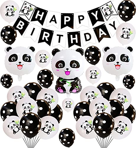 Panda Geburtstag Dekoration Luftballons Alles Gute Zum Geburtstag Girlande Kindergeburtstag Deko Panda Folienballons für Kinder Geburtstag Party Dekorationen von 000