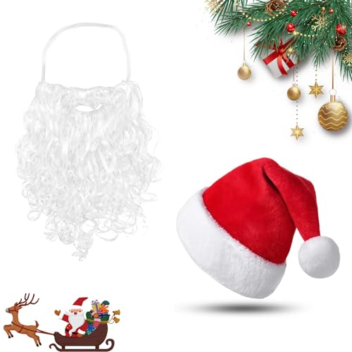 0XBIT Weihnachtsmütze, Weihnachtsmützen Erwachsene mit Weihnachtsmannbart, Nikolausmütze, Plüsch Kante Weihnachtsmann Mütze, Weihnachtsmann Mütze für Herren Damen Perfekt für Weihnachtsfeiern 0XBIT Weihnachtsmütze, Weihnachtsmützen Erwachsene mit Weihnachtsmannbart, Nikolausmütze, Plüsch Kante Weihnachtsmann Mütze, Weihnachtsmann Mütze für Herren Damen Perfekt für Weihnachtsfeiern von 0XBIT