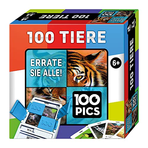 100 PICS 20208045 Quizspiel Tiere, Lernspiel für die ganze Familie, Brainteaser, Reisespiel für Erwachsene und Kinder ab 6 Jahren von 100 PICS