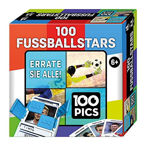 100 PICS 20208047 Quizspiel Fussballstars, Lernspiel für die ganze Familie, Brainteaser, Reisespiel für Erwachsene und Kinder ab 6 Jahren von 100 PICS
