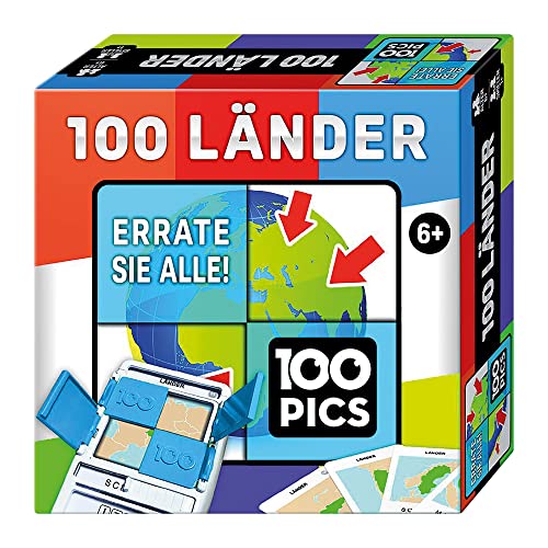 100 PICS 20208048 Quizspiel Länder, Lernspiel für die ganze Familie, Brainteaser, Reisespiel für Erwachsene und Kinder ab 6 Jahren von 100 PICS
