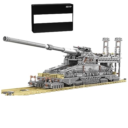 12che 3846 Stücke DIY Dora Cannon Baustein Modell Weltkrieg Modell Panzer Eisenbahn Bausteine für Erwachsene, Kinder von 12che