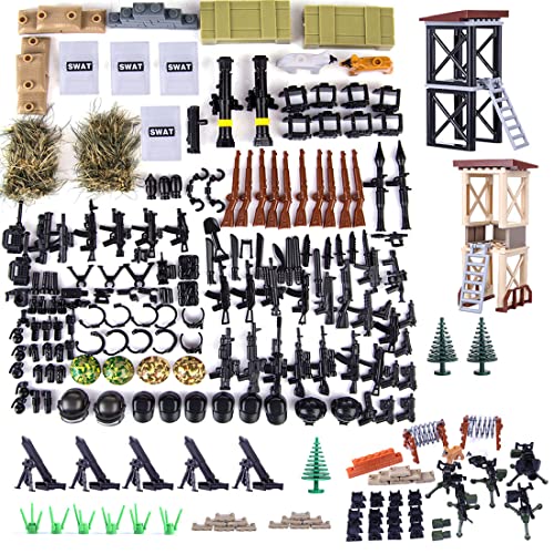 12che Millitärspielzeug Helm, Custom Figures Militärblock und Waffe Set für Soldaten Minifig SWAT Polizei Team Kompatibel mit Lego Figuren von 12che
