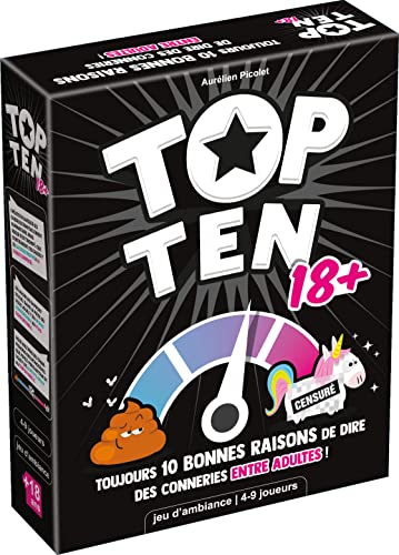 Top Ten 18+ , Cocktail-Spiele , Brettspiel ab 14 Jahren |,4 bis 9 Spieler 30 Minuten, Französisch von Top Ten