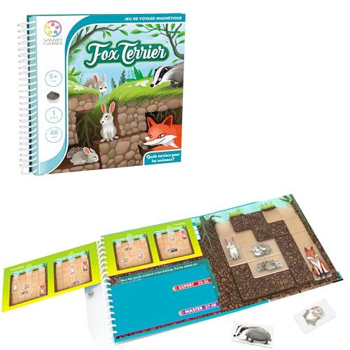 SmartGames Fox Terrier – Denkspiel – magnetisches Reisespiel – 48 Herausforderungen auf Level leicht bis schwer – EIN Abenteuer im Gelände – Taschenbuch – 1 Spieler – für Kinder ab 5 Jahren von SmartGames