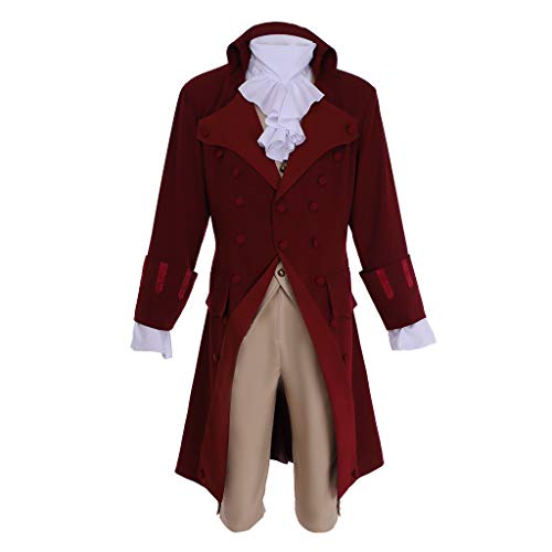 1791's lady Hamilton Cosplay Aaron Burr Kostüm Bürgerkrieg Drama Kolonial Herren Anzug, Rot/Ausflug, einfarbig (Getaway Solids), XL von 1791's lady