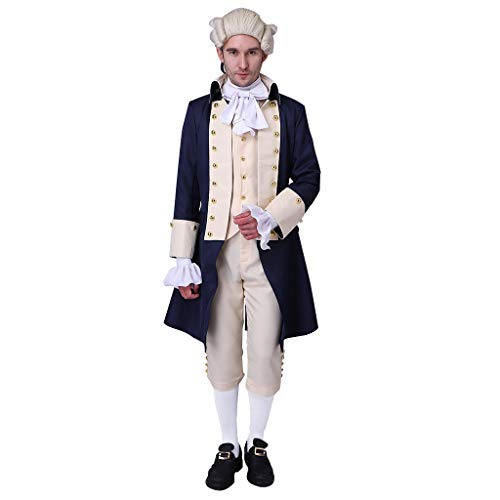 18th Century Herren Viktorianisches Kostüm Regency Frack Gentelman Steampunk Mantel Halloween Outfits (L, Weiß) von 1791's lady