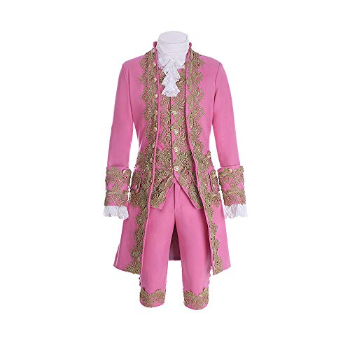 Herren viktorianisches Fancy Outfit 18th Century Regency Frack Weste Halloween Kostüm (XXL-H: (185,4-188 cm)C: (127-132,1 cm)B: (111,8-116,8 cm)H: (121,8 cm) 9-127 0,00 cm), rosa) von 1791's lady