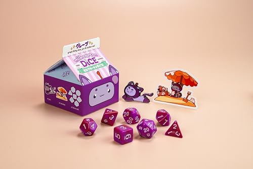 1985 Games Milchkarton-Würfel-Set mit Traubenkatze, Milchkarton-inspirierte Würfel für DND, TTRPGs und Tisch-Rollenspiele 1985 Games Milchkarton-Würfel-Set mit Traubenkatze, Milchkarton-inspirierte Würfel für DND, TTRPGs und Tisch-Rollenspiele von 1985 Games