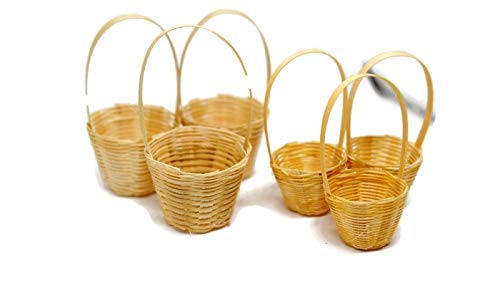1shopforyou Gemischte 10 handgefertigte natürliche Bambus-Weidenkorb, Obst, Gemüse, Picknick, Puppenhaus, Miniaturbedarf Nr. 2 von 1shopforyou