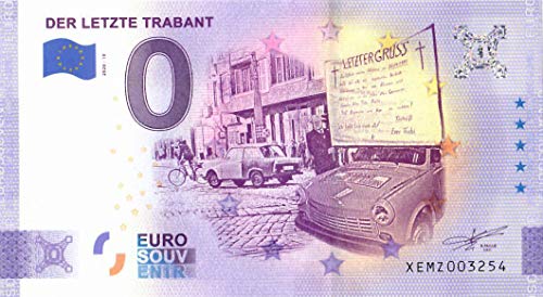 0 Euro Schein Deutschland · Der letzte Trabant · Souvenir o Null € Banknote von 2 EURO COMMEMORATIVI