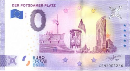 0 Euro Schein Deutschland · Potsdamer Platz Berlin · Souvenir o Null € Banknote von 2 EURO COMMEMORATIVI