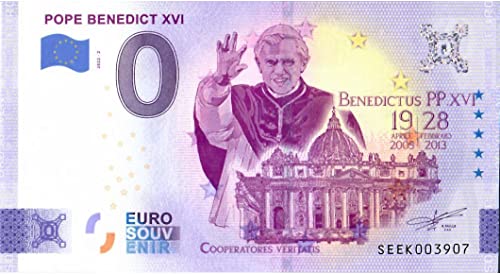 0 Euro Schein Italien · Papst Benedikt XVI · Pope Benedict XVI · Souvenir o Null € Banknote von 2 EURO COMMEMORATIVI