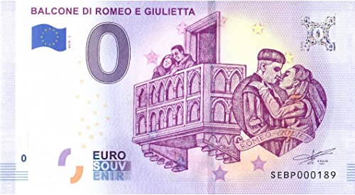 0 Euro Schein Italien · Romeo und Julia · Souvenir o Null € Banknote von 2 EURO COMMEMORATIVI