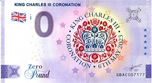 0 Euro Schein King Charles III Coronation · 0 Pfund Schein Großbritannien · Souvenir o Null Pound Banknote · Euro Souvenir GB von 2 EURO COMMEMORATIVI