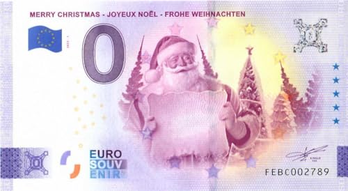0 Euro Schein Merry Christmas 2023 Malta · Frohe Weihnachten · Souvenir o Null € Banknote von 2 EURO COMMEMORATIVI