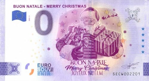 0 Euro Schein Merry Christmas · Frohe Weihnachten · Souvenir o Null € Banknote Euroschein · IT3 von 2 EURO COMMEMORATIVI