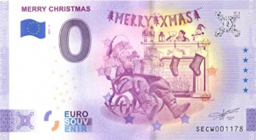 0 Euro Schein Merry Christmas · Frohe Weihnachten · Souvenir o Null € Banknote Euroschein von 2 EURO COMMEMORATIVI