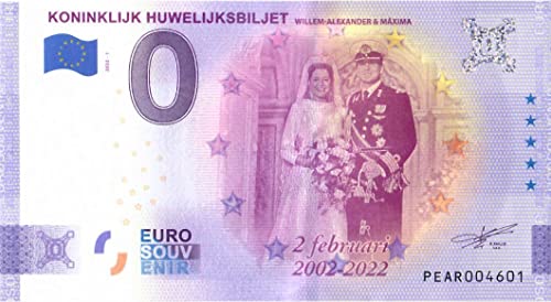 0 Euro Schein Niederlande · Königliche Hochzeit · Souvenir o Null € Banknote von 2 EURO COMMEMORATIVI