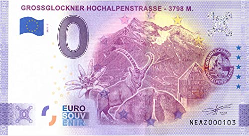 0 Euro Schein Österreich · Grossglockner Hochalpenstrasse 3798 m · Souvenir o Null € Banknote von 2 EURO COMMEMORATIVI