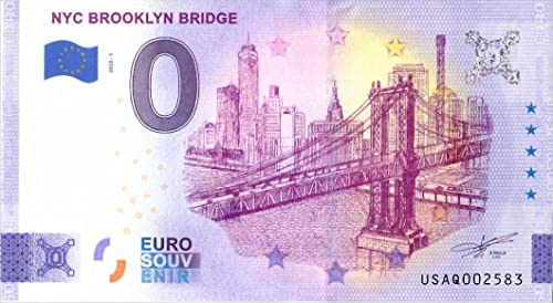 0 Euro Schein USA · New York · Brooklyn Bridge · Souvenir o Null € Banknote € von 2 EURO COMMEMORATIVI