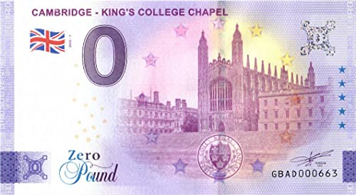 0 Pfund Schein Großbritannien 2022 · Cambridge · Souvenir o Null Pound Banknote · Euro Souvenir GB von 2 EURO COMMEMORATIVI