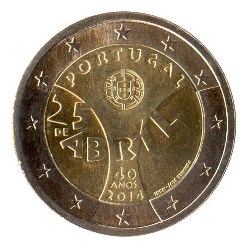 2 Euro Münze Portugal 2014 Nelkenrevolution Sondermünze Gedenkmünze PT14NR14 von 2 EURO COMMEMORATIVI