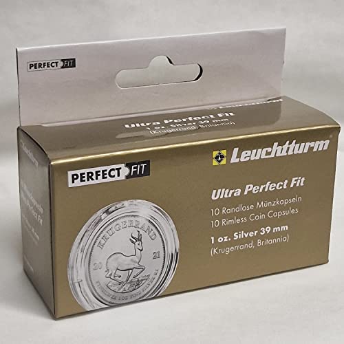 Ultra Perfect·Fit Münzkapseln für 1 oz. Krügerrand Silber oder 1 oz. Britannia Silber 39 mm Münzen - Premium-Münzkapseln von Leuchtturm 10er Pack von 2 EURO COMMEMORATIVI