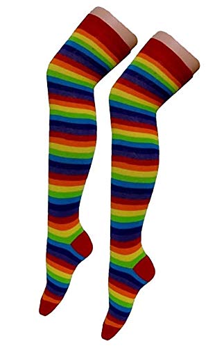 21Fashion Erwachsene Gay Pride Zubehör Regenbogen Hüte Damen LGBT Parade Party Wear Zubehör (Rainbow OTK Socken) von 21Fashion