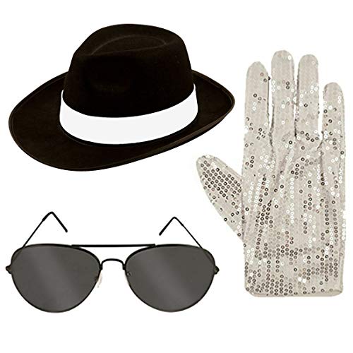 21Fashion Erwachsene Pooop Kinnng Handschuhe Brille Gangster Hut Set Pop Star Cosplay Zubehör Schwarz Hut Set Einheitsgröße 21Fashion Erwachsene Pooop Kinnng Handschuhe Brille Gangster Hut Set Pop Star Cosplay Zubehör Schwarz Hut Set Einheitsgröße von 21Fashion