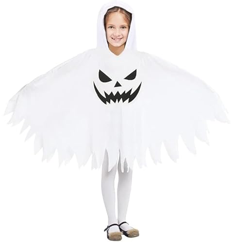 23GUANYI Geist Kostüm Kinder, Halloween Kostüm Mädchen, Gespenst Kostüm Kinder mit Weiß Kapuze und Kreativen Kürbiskorb für Halloween Cosplay Jungen Mädchen 23GUANYI Geist Kostüm Kinder, Halloween Kostüm Mädchen, Gespenst Kostüm Kinder mit Weiß Kapuze und Kreativen Kürbiskorb für Halloween Cosplay Jungen Mädchen von 23GUANYI