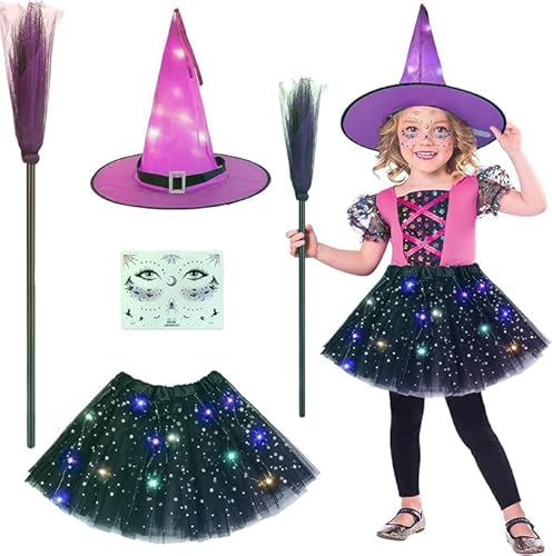 23GUANYI Halloween Hexenkostüm Leuchtende Hexen Kostüm für Halloween Party (Mehrfarbig) von 23GUANYI