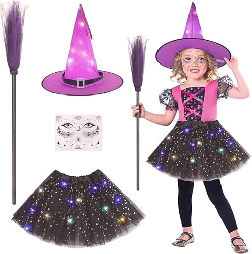 23GUANYI Halloween Hexenkostüm Leuchtende Hexen Kostüm für Halloween Party (Rosa) von 23GUANYI