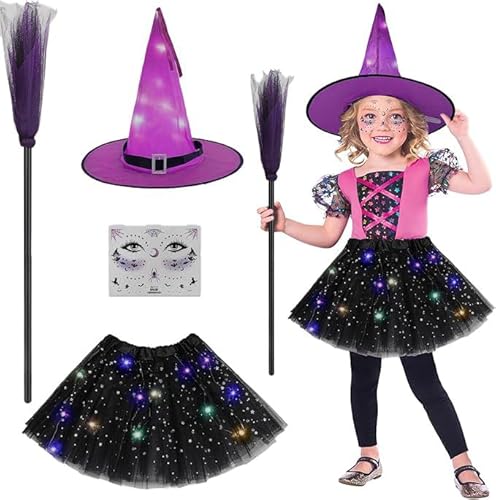 23GUANYI Halloween Hexenkostüm Leuchtende Hexen Kostüm für Halloween Party (Schwarz) von 23GUANYI
