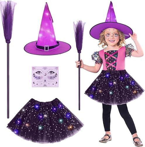 23GUANYI Halloween Hexenkostüm Leuchtende Hexen Kostüm für Halloween Party (Violett) von 23GUANYI