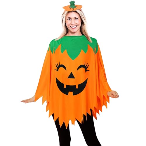 Faschingskostüme Damen Kürbis, Kürbis Kostüm Damen, Karneval Kostüm Damen, Festival Lustig Niedlich Party Fancy Dress Halloween Kürbis Orange Poncho mit Kürbisse Hut für Kinder, Erwachsene, Baby Faschingskostüme Damen Kürbis, Kürbis Kostüm Damen, Karneval Kostüm Damen, Festival Lustig Niedlich Party Fancy Dress Halloween Kürbis Orange Poncho mit Kürbisse Hut für Kinder, Erwachsene, Baby von 23GUANYI