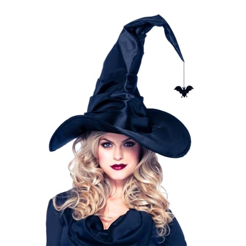 23GUANYI Hexenhut für Frauen, großer Halloween-Hexenhut mit LED (L) von 23GUANYI