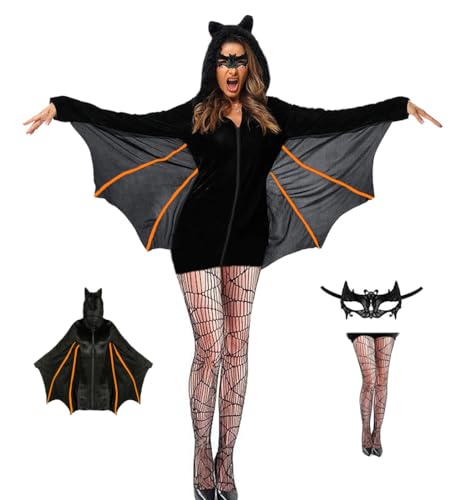 23GUANYI Kostüme für Erwachsene Kostüm-Outfits schwarze Fledermausflügel Cosplay-Party-Kostüm (Frauen, L) von 23GUANYI